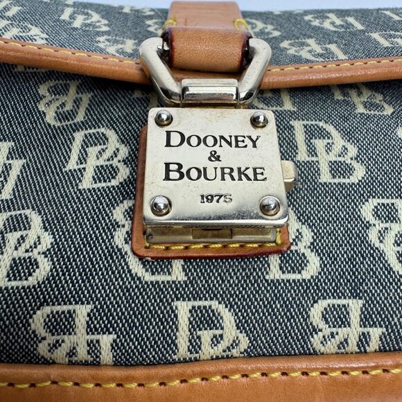 Y2K Dooney & Bourke Denim Signature Monogram Tan Leather Wristlet 7" Tan Removab - Picture 2 of 9